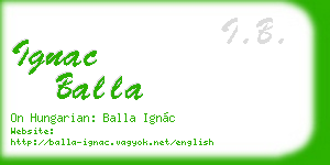 ignac balla business card